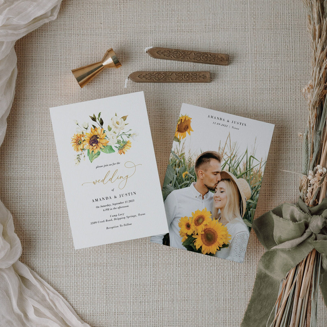 MARISOL Printable Sunflower Save the Date with Picture