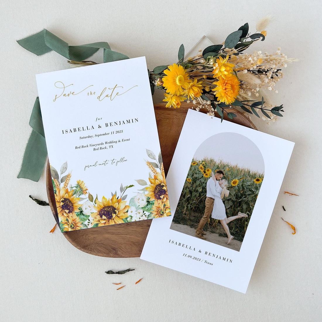 MARISOL Printable Save the Date Sunflower and Roses