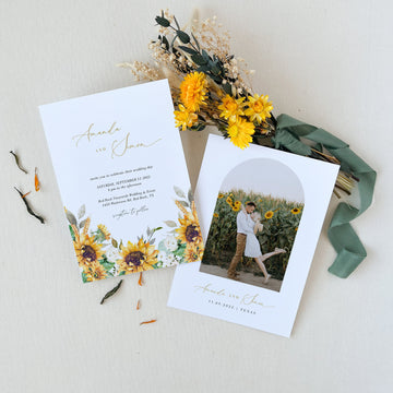 MARISOL Rustic Sunflower Wedding Invitation Template
