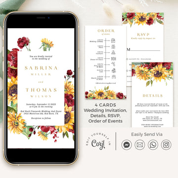 RUBY Fall Wedding Invitation Digital Cards