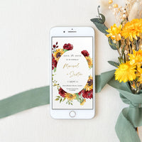 RUBY Sunflower and Roses Wedding Save the Date Digital Invite