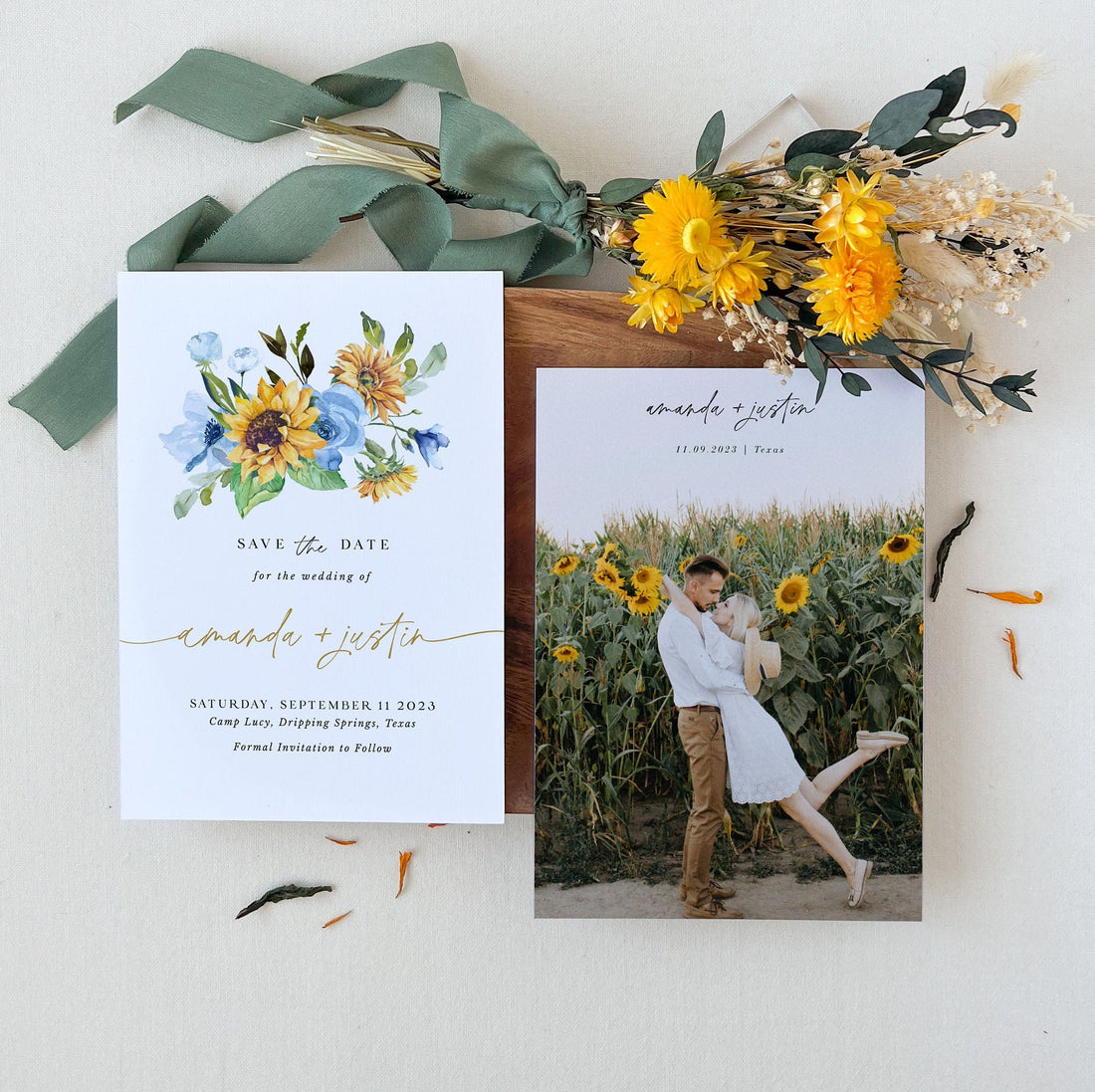 IVY Sunflower and Rose Wedding Save the Date Template