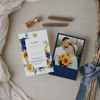 IVY Navy Blue and Sunflower Wedding Invitation Template