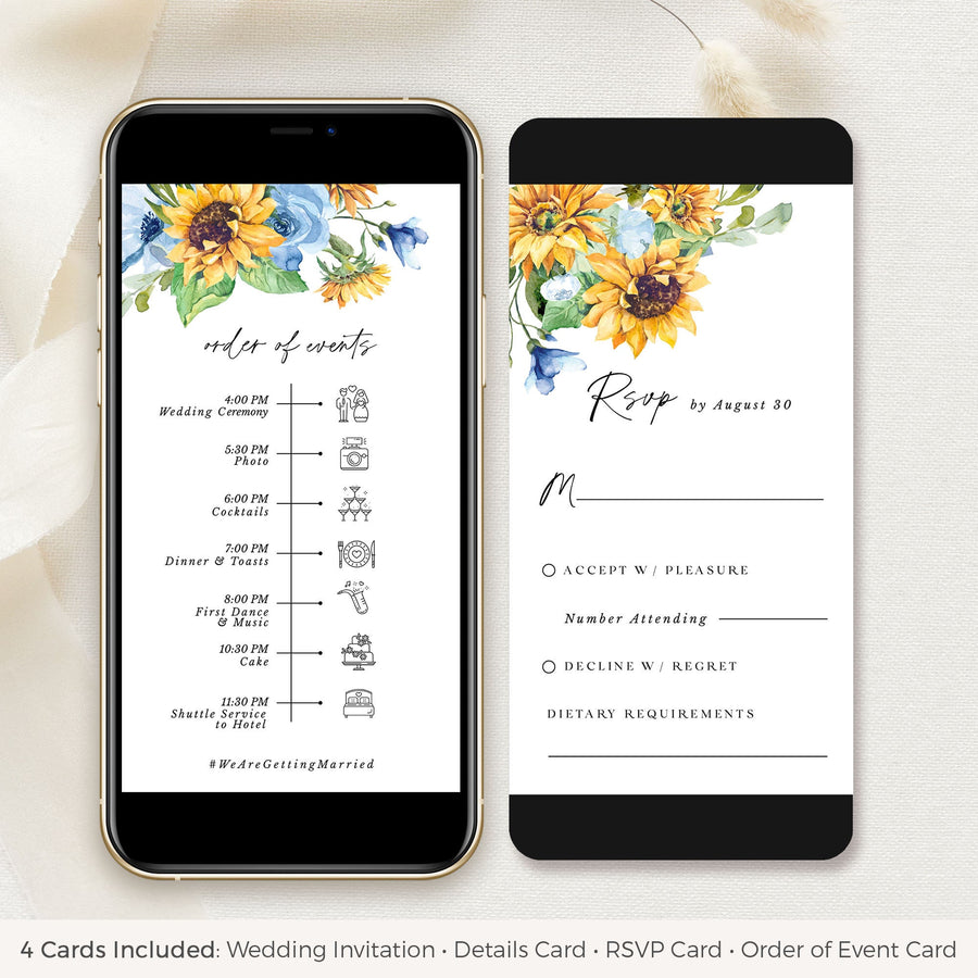 IVY Sunflower and Roses Wedding Invitation Electronic