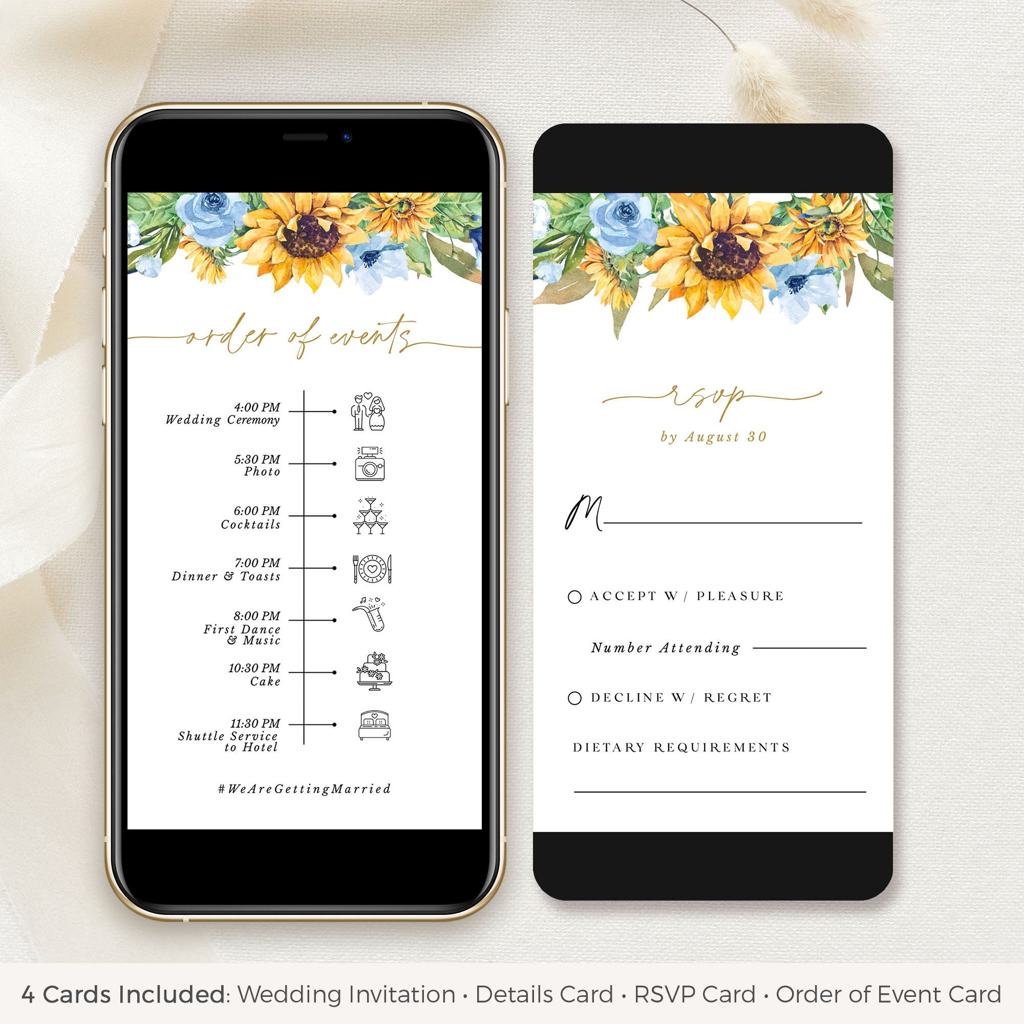 IVY Electronic Wedding Invitation Roses and Sunflowers