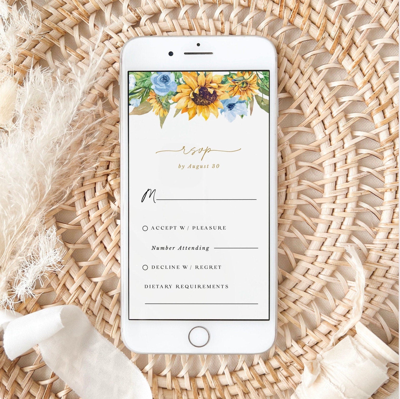 IVY Electronic Wedding Invitation Roses and Sunflowers