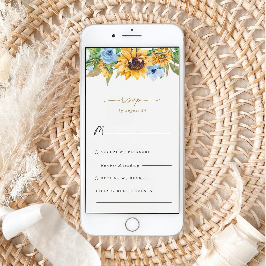 IVY Electronic Wedding Invitation Roses and Sunflowers