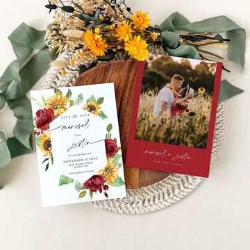 RUBY Rustic Sunflower Save the Date Template