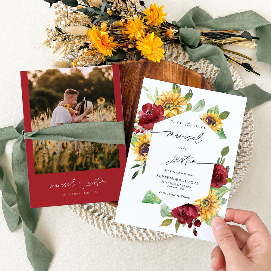 RUBY Rustic Sunflower Save the Date Template