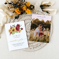 RUBY Roses and Sunflower Save the Date Template with Photo