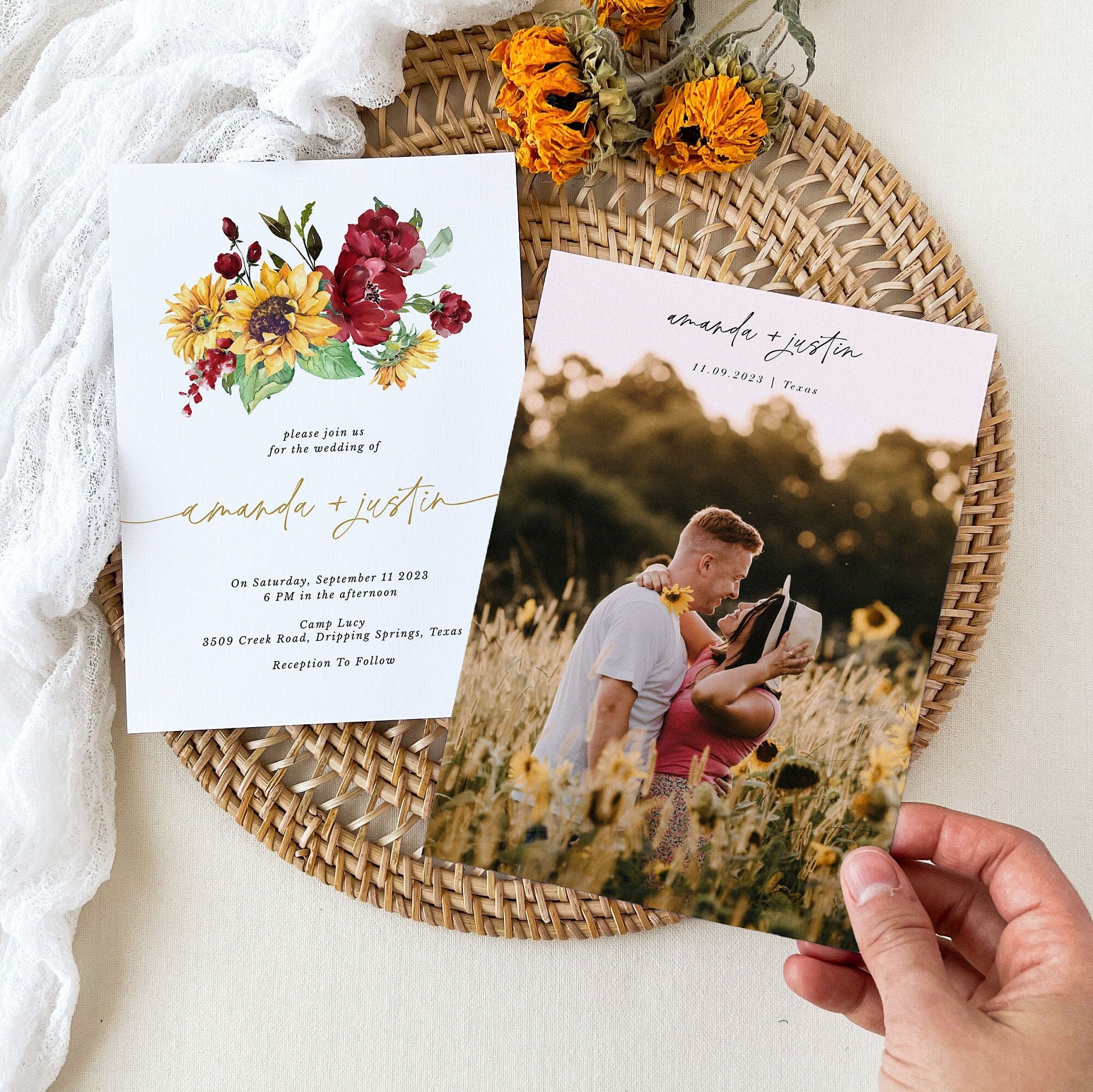 RUBY Printable Sunflower Wedding Invitations Diy
