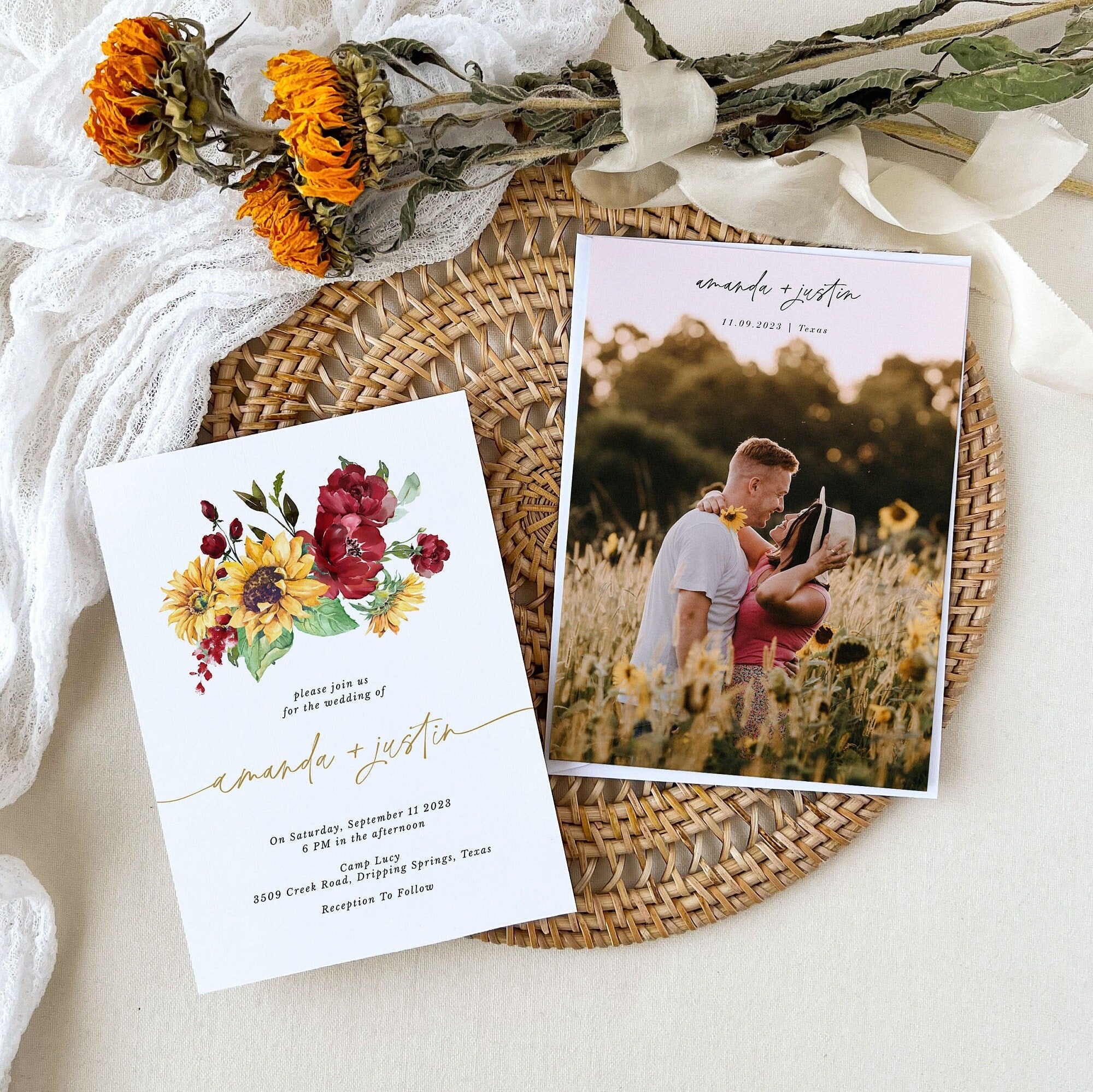 RUBY Printable Sunflower Wedding Invitations Diy
