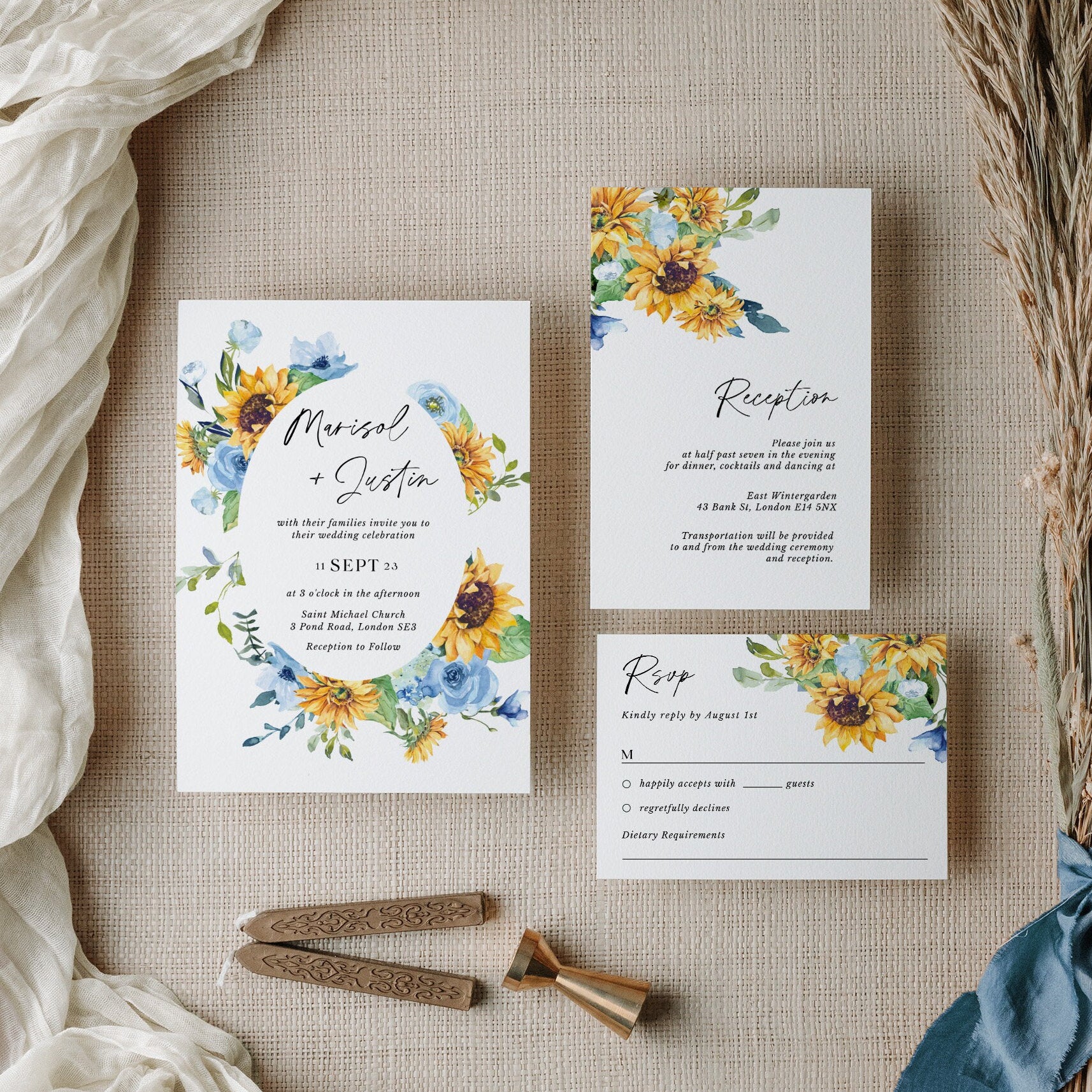 IVY Rustic Wedding Invitation Suite Template