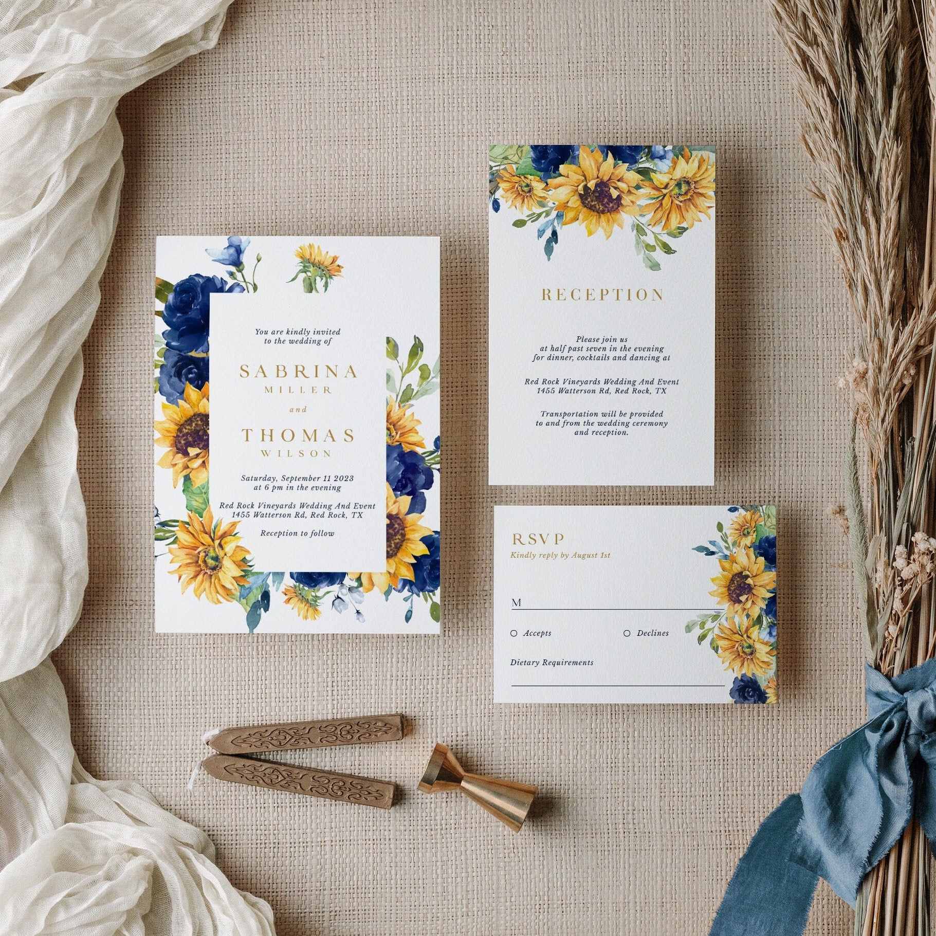 IVY Floral Wedding Invitation Suite Template