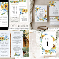 IVY Sunflower and Rose Wedding Stationery Template Bundle