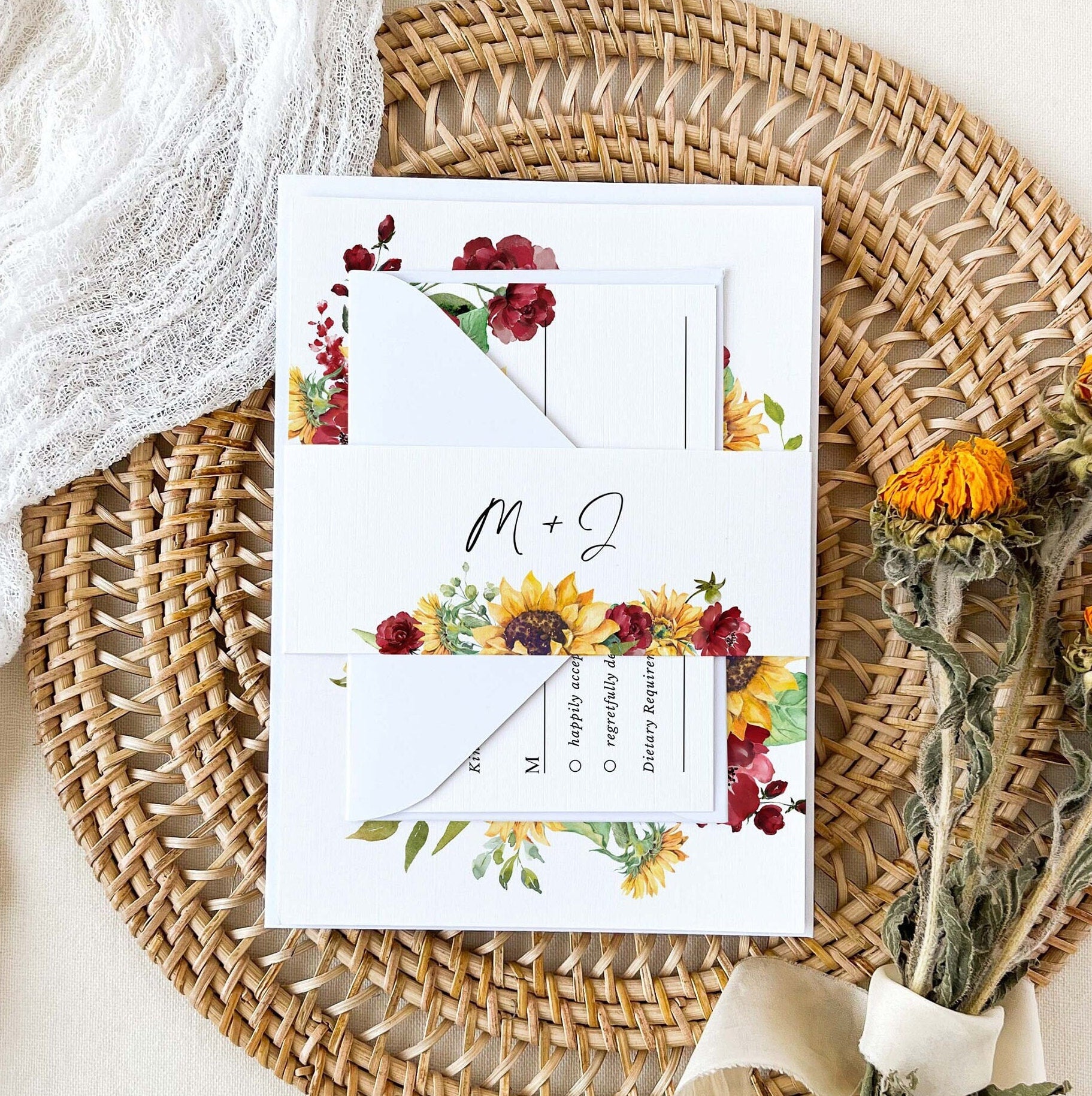 RUBY Floral Wedding Invitation Suite Template