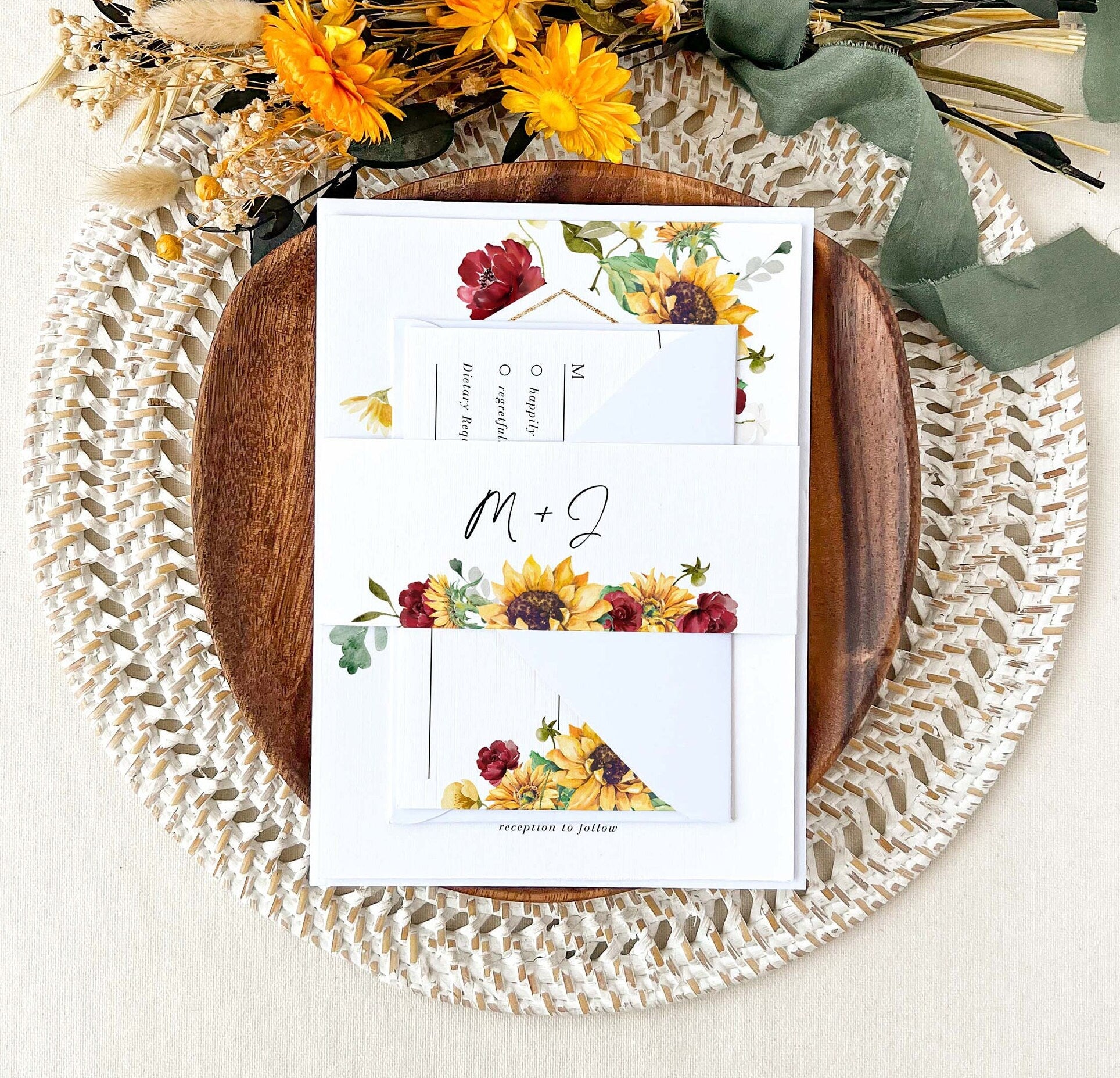 RUBY Sunflower Wedding Invitation Template Suite