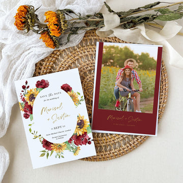 RUBY Floral Save the Date Template with Sunflowers