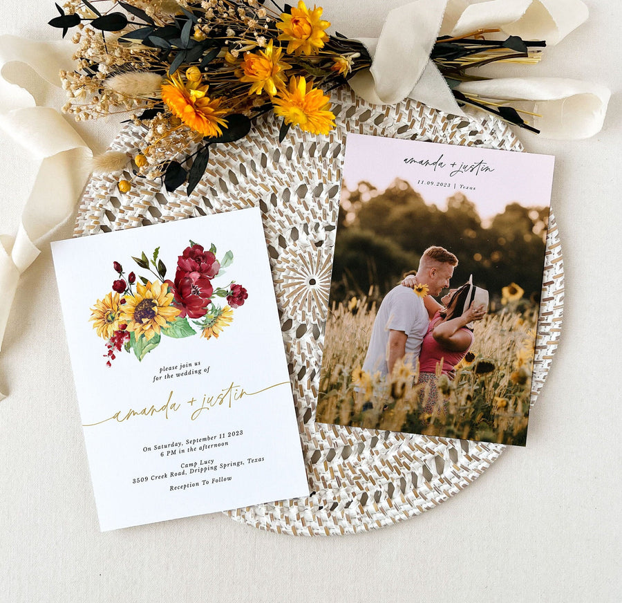 RUBY Printable Sunflower Wedding Invitations Diy