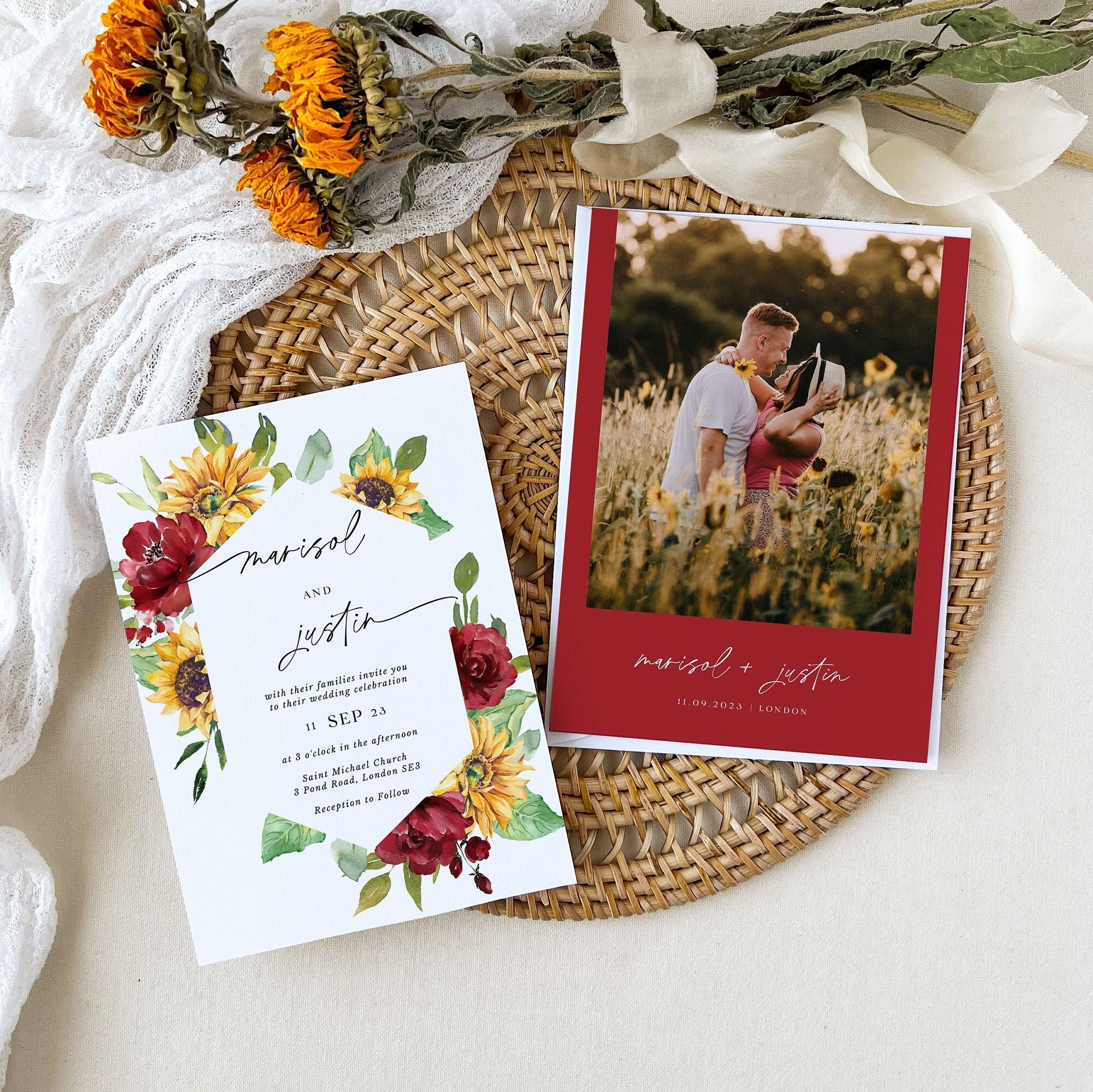 RUBY Sunflower Wedding Invitation Template