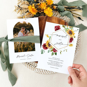 RUBY Rustic Sunflower Wedding Invitation Template