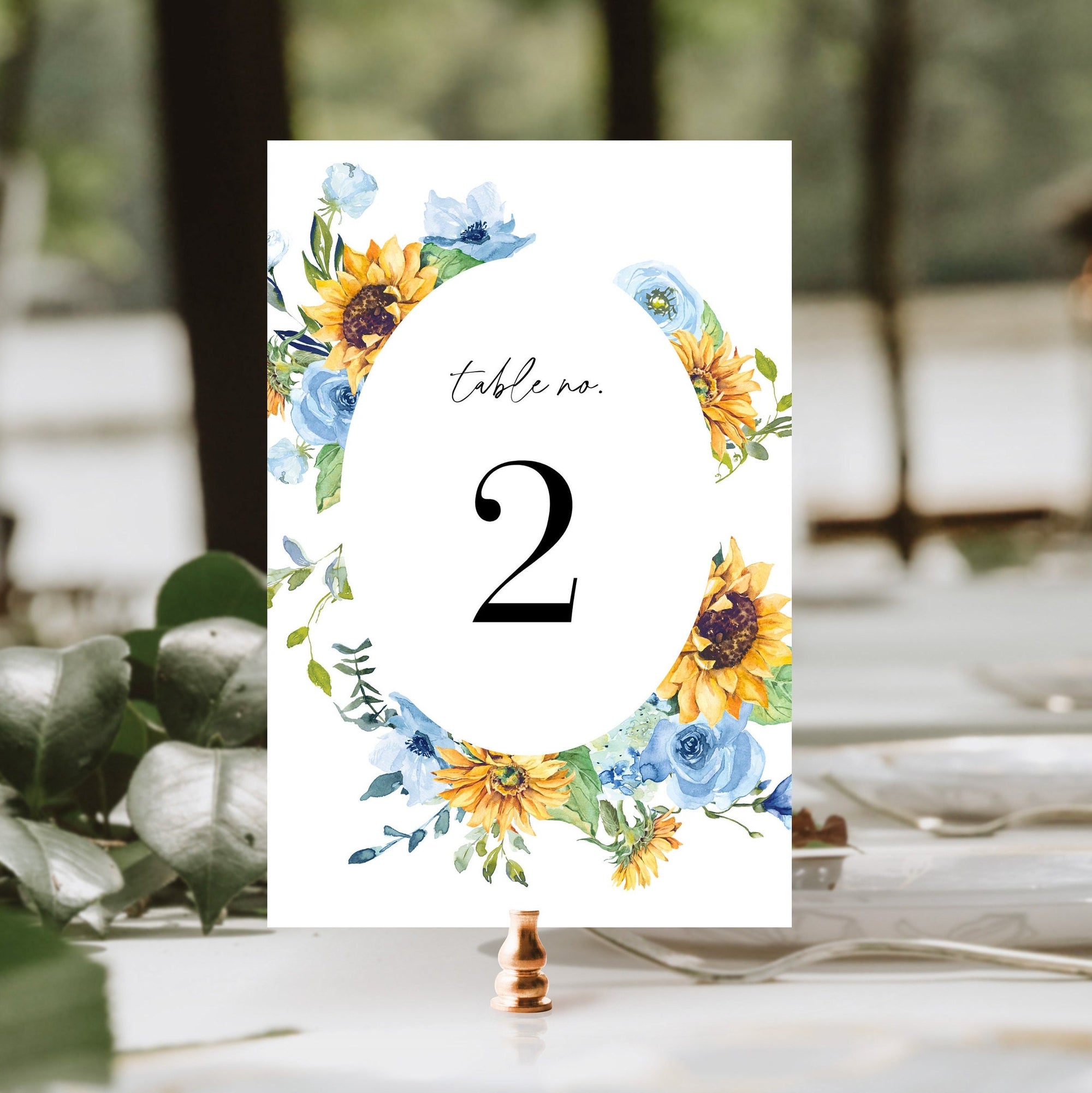 IVY Sunflower Wedding Table Numbers Template