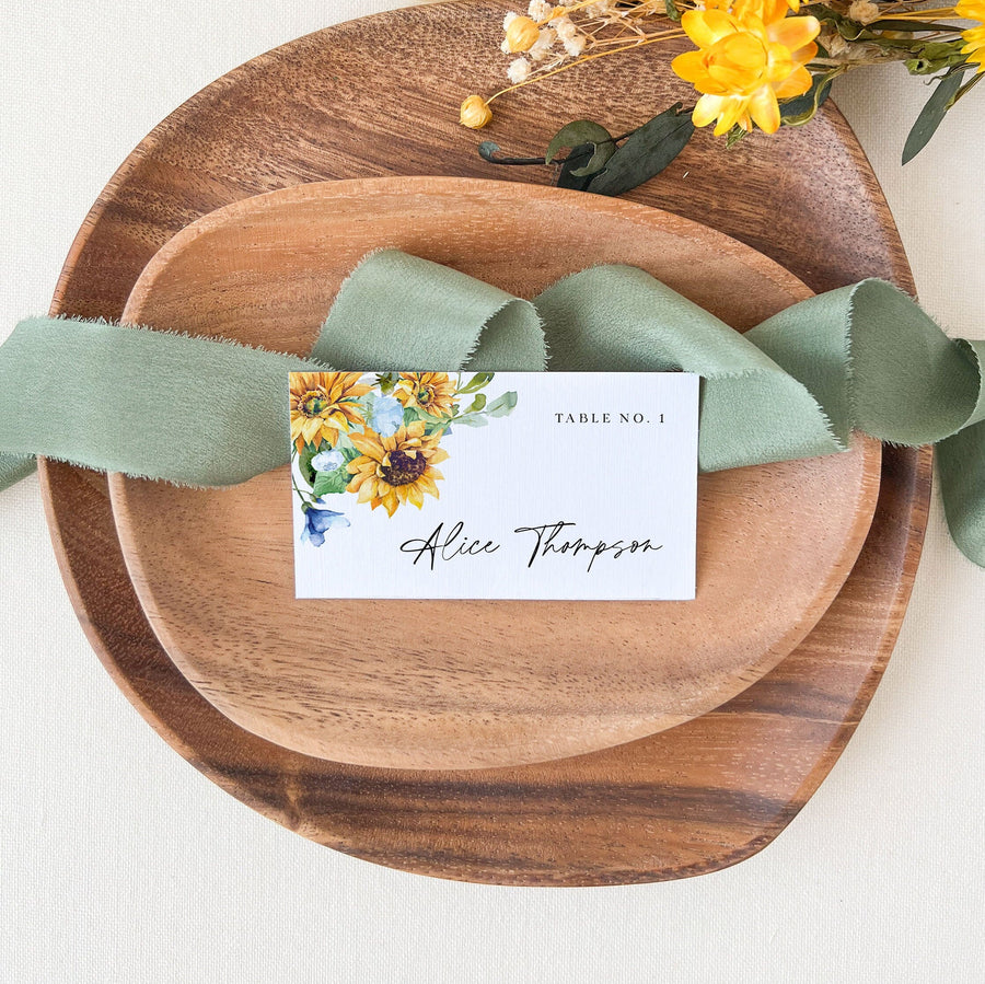 IVY Printable Wedding Name Place Cards Sunflower