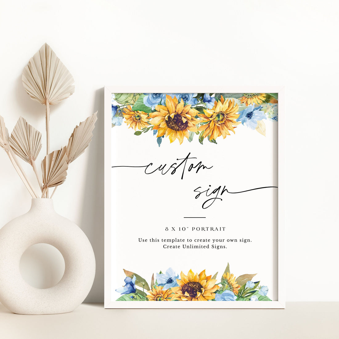 IVY Small Rustic Sunflower Wedding Sign Template