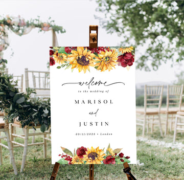 RUBY Printable Sunflower Wedding Signs Rustic Template