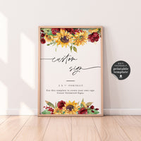 RUBY Printable Wedding Signs for Reception with Sunflowers