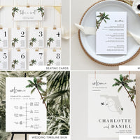 KONA Tropical Palm Tree Wedding Stationery Template Bundle