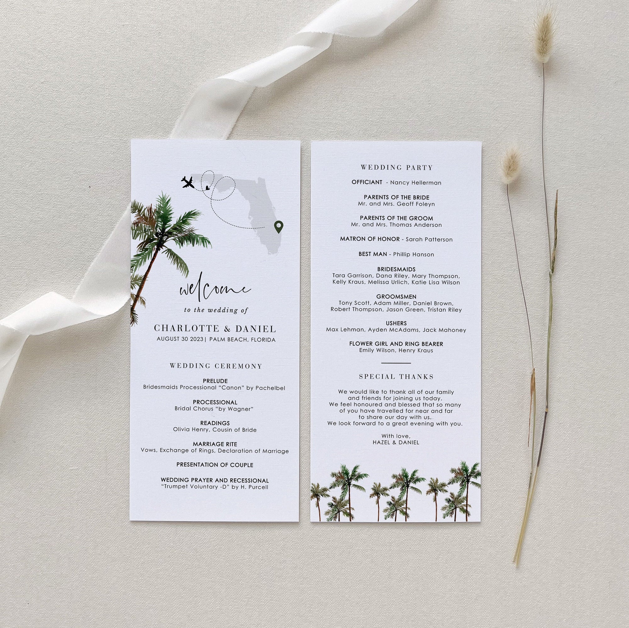 KONA Tropical Wedding Program Template