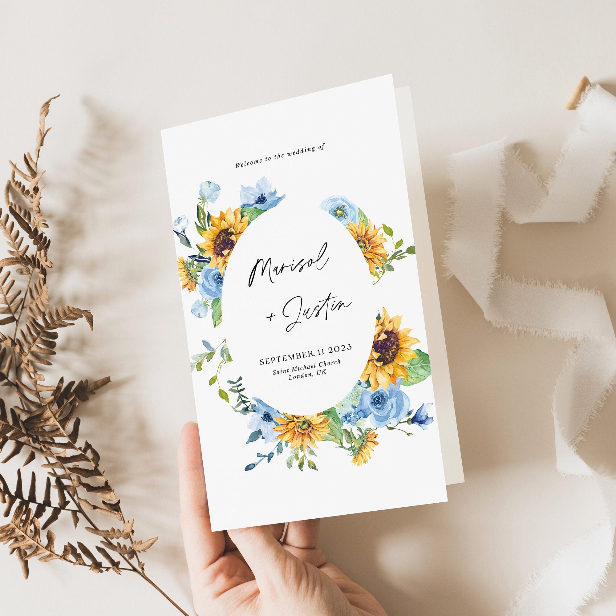 IVY Sunflower Wedding Programs Template