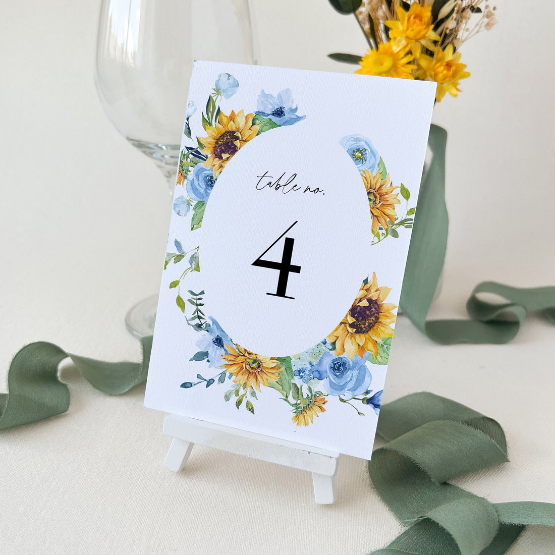 IVY Sunflower Wedding Table Numbers Template