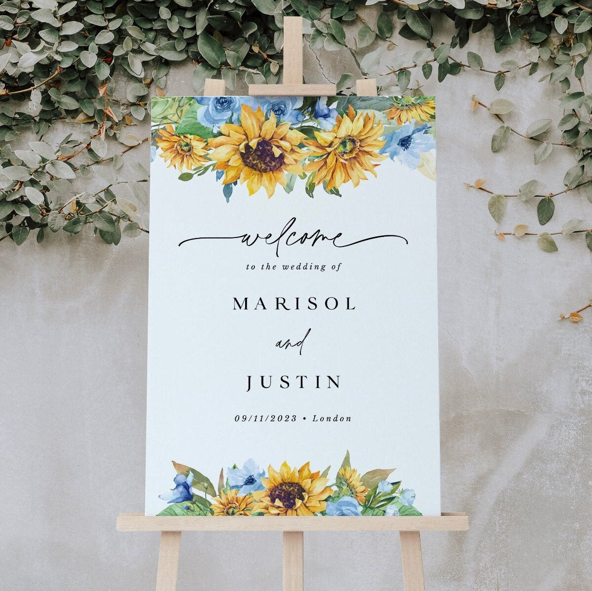 IVY Welcome to Our Wedding Sunflower Sign Template