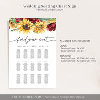RUBY Rustic Seating Chart Wedding Diy Template