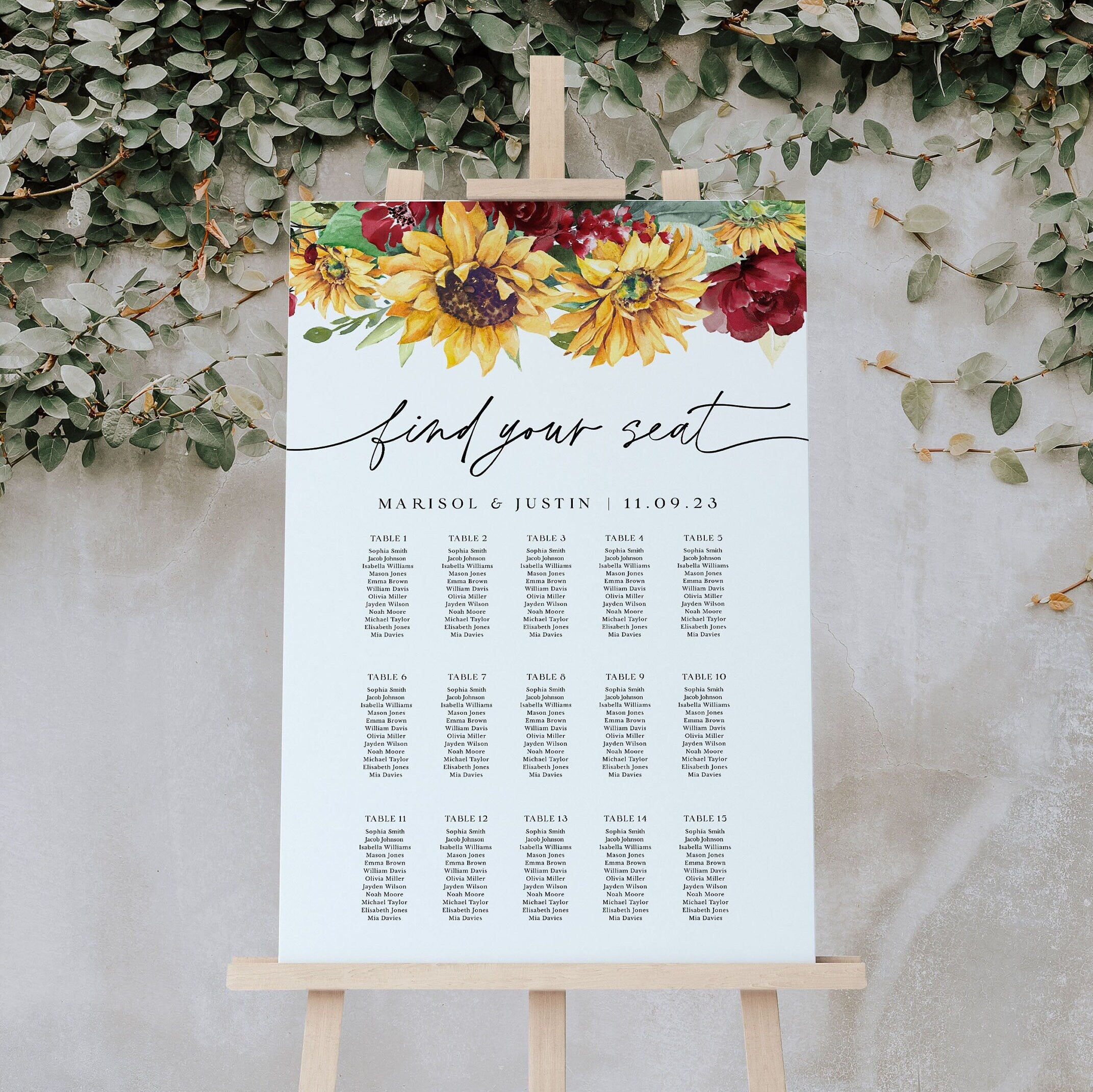 Seat Map Ruby RUBY Rustic Seating Chart Wedding Diy Template – Creative Things Studio