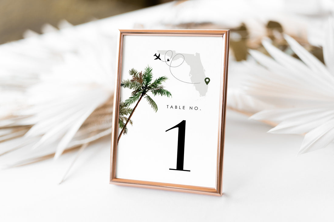 KONA Tropical Wedding Table Numbers Template