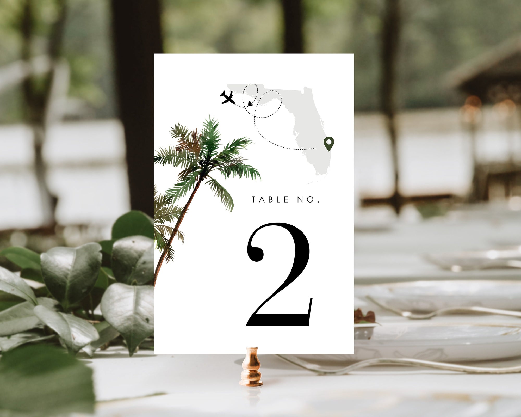 KONA Tropical Wedding Table Numbers Template