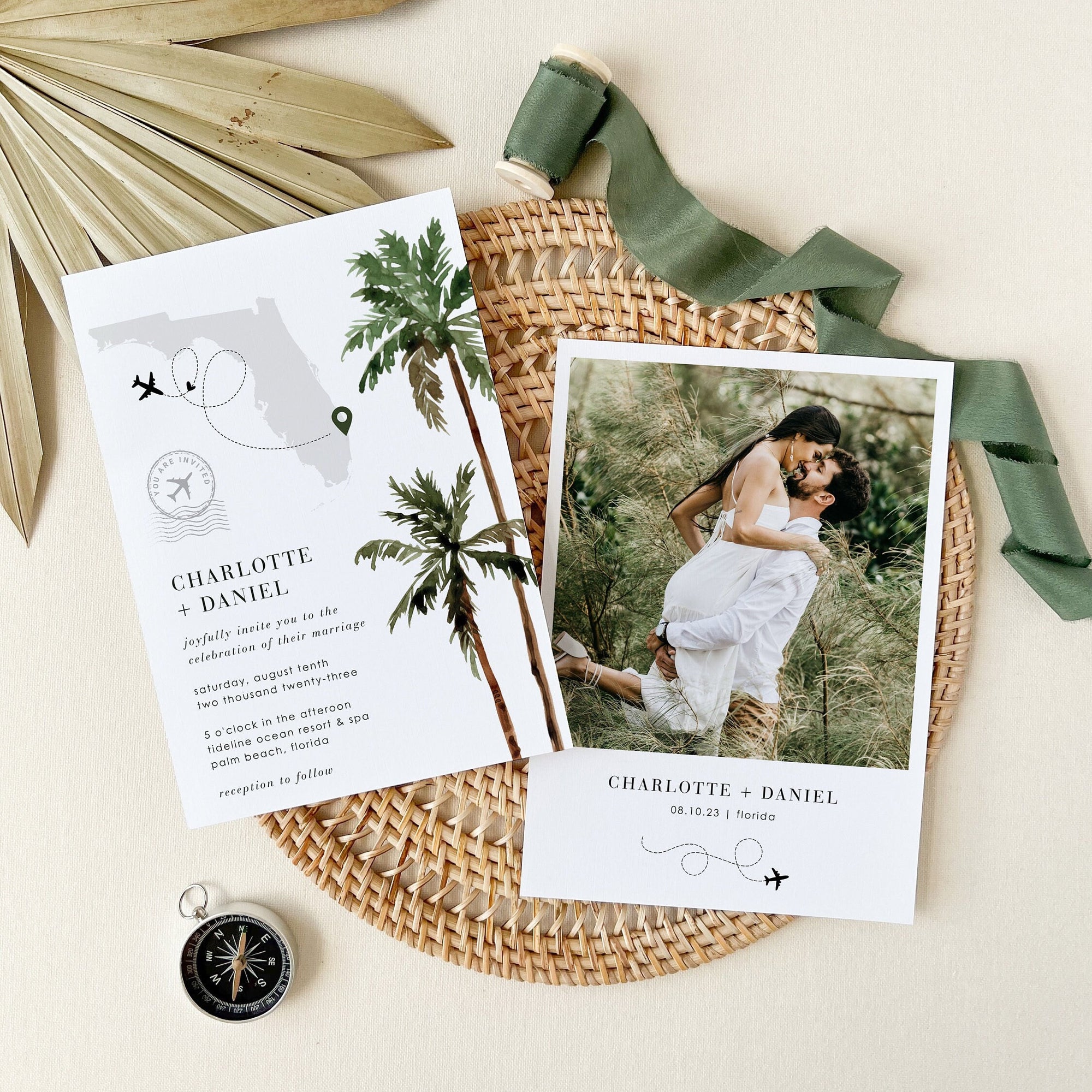 KONA Palm Tree Wedding Invitation Suite Template