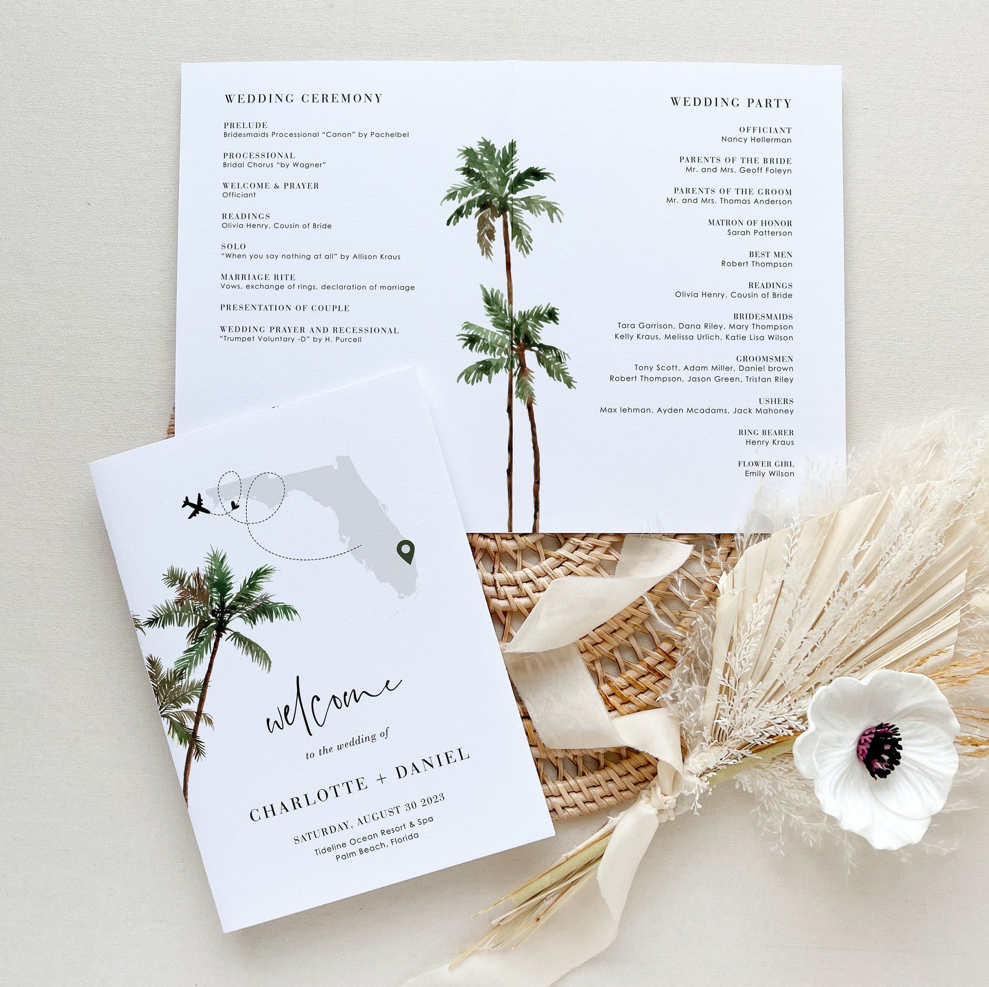 KONA Tropical Wedding Program Template