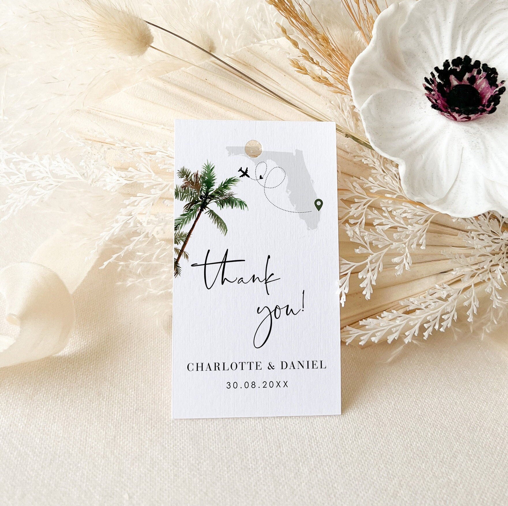 KONA Palm Tree Wedding Thank You Tags Printable