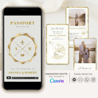 White & Gold Passport Save The Date Video Template