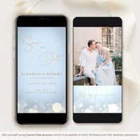 ANITA Save the Date Wedding Video Template in Dusty Blue and Gold