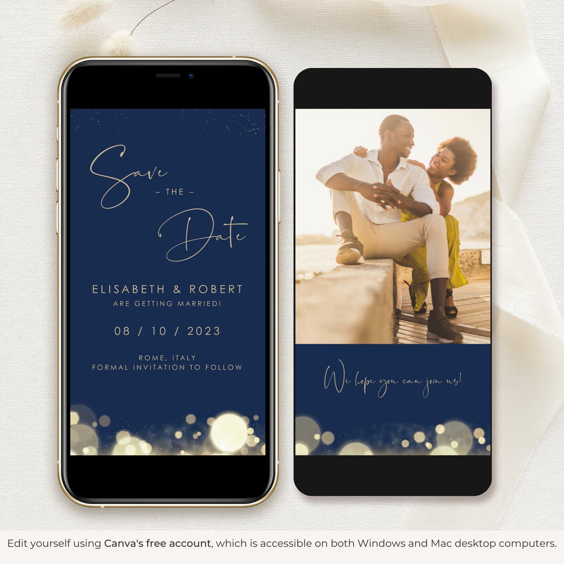 ANITA Save the Date Wedding Video in Navy and Gold