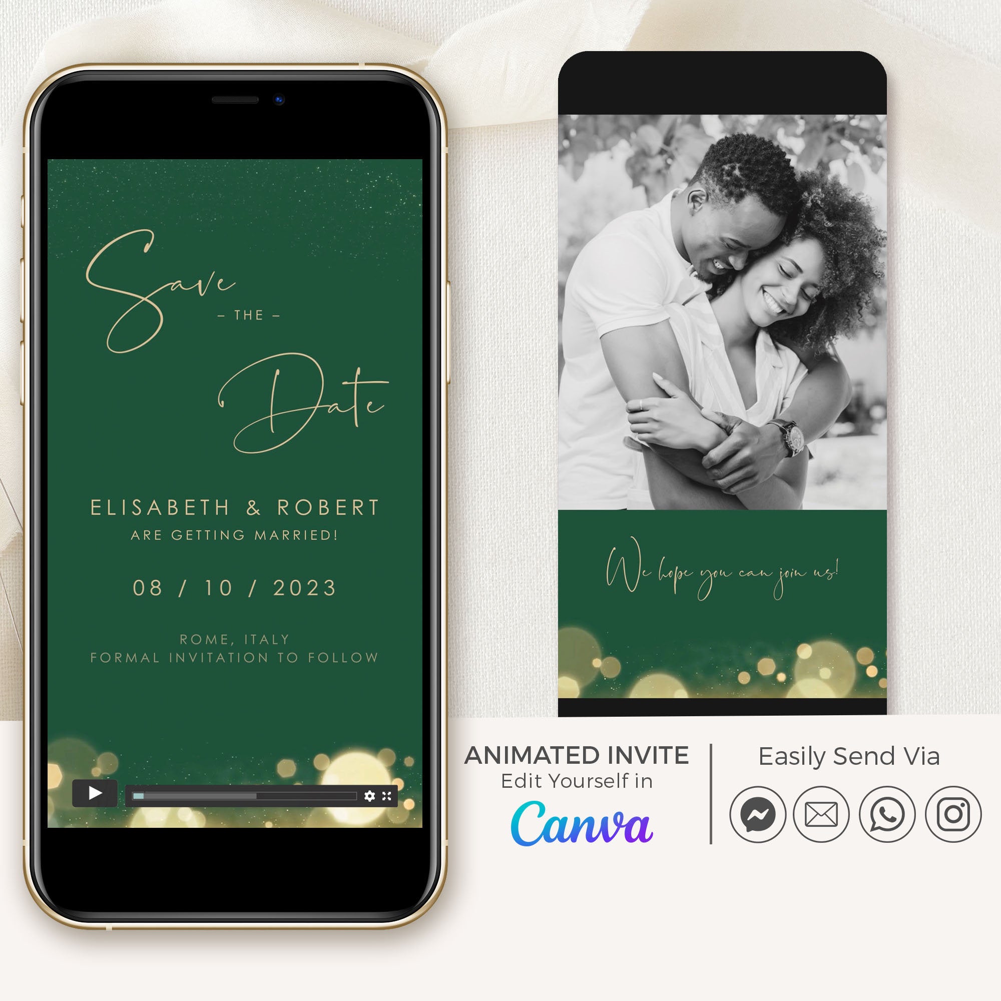 Anita | Emerald Green Save the Date Video Template