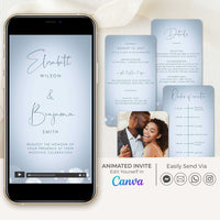 Anita | Dusty Blue and Silver Wedding Invitation Video Template