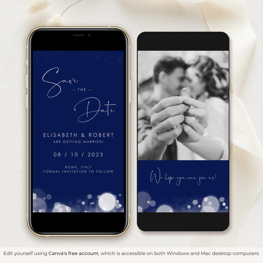 ANITA Save the Date Video Template in Blue and Silver