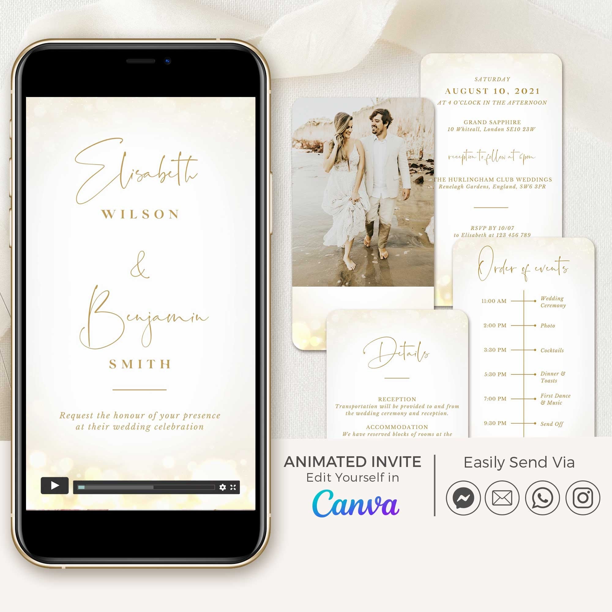 Anita | Gold Animated Wedding Invitation Video Template