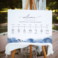 YLENIA Ocean Wedding Sign with Timeline